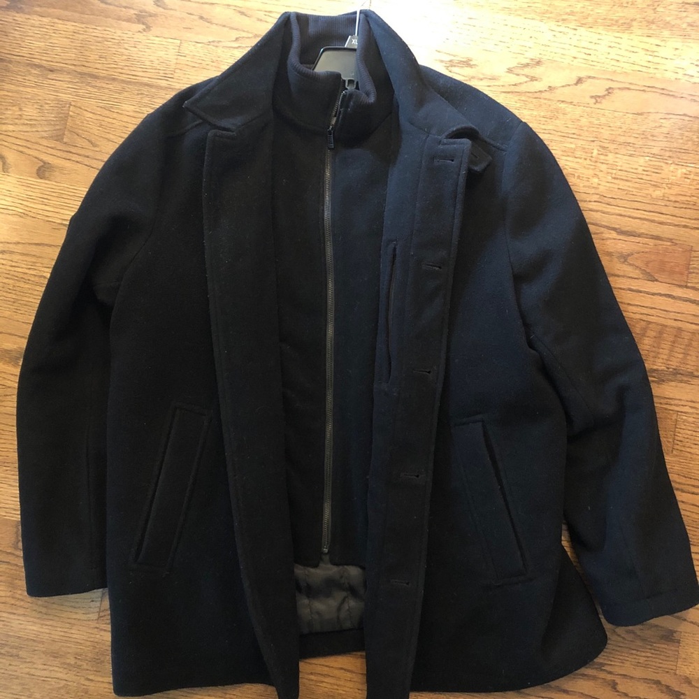 Calvin Klein Wool Zip/Button Overcoat - Picture 3 of 6